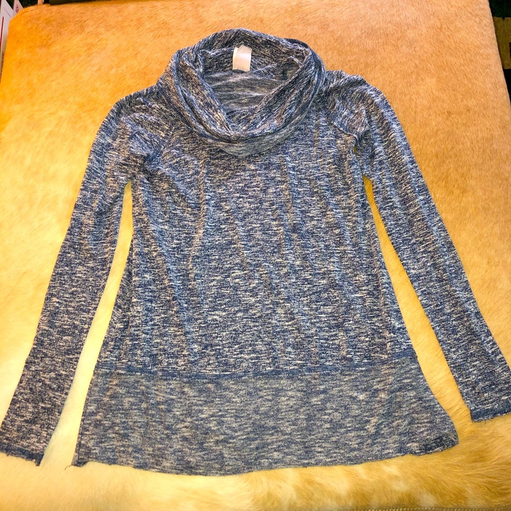 Freeloader S heathered blue cowl neck top ls